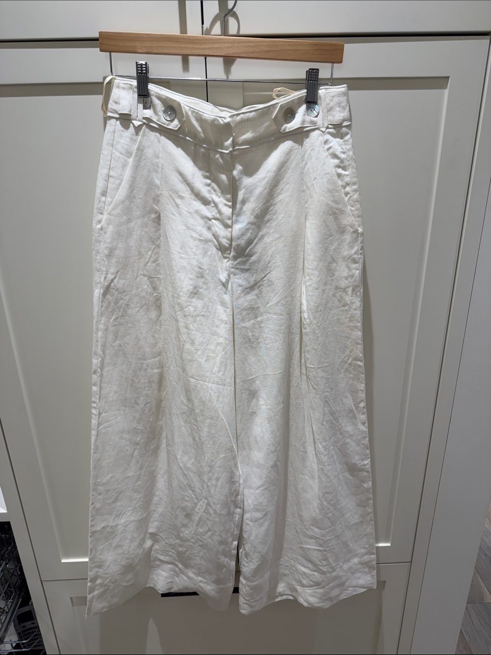 Farm Rio Off-White Linen High Waist Wide Leg Pants NWT Size M